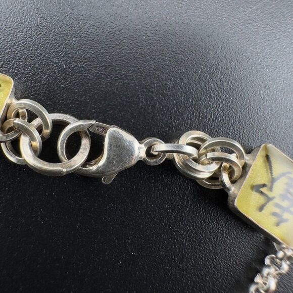 Sterling Silver Chinese Characters Bracelet 7" - Picture 10 of 11